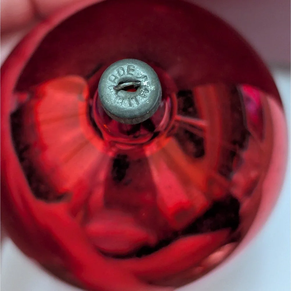 Vtg -Made In Italy on Cap- Red Blown Glass Elongated Bullet Drop 5